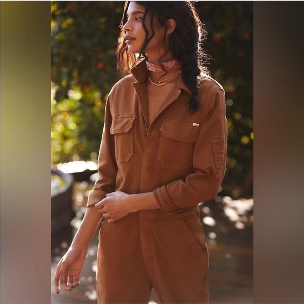 Mother Jumpsuit The Fixer in Brown Denim - Picture 3 of 14